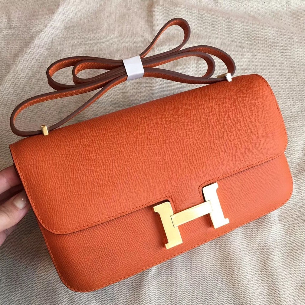 AAA Hermes Orange Epsom Constance Elan 25cm Bag HT01253