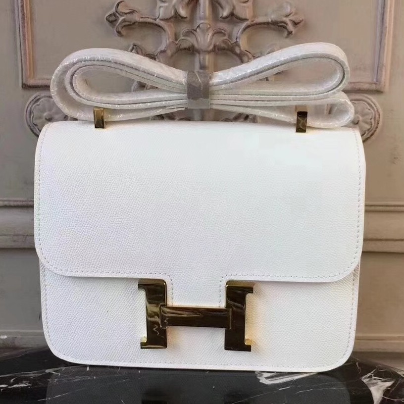 AAA Hermes White Constance MM 24cm Epsom Leather Bag HT00187
