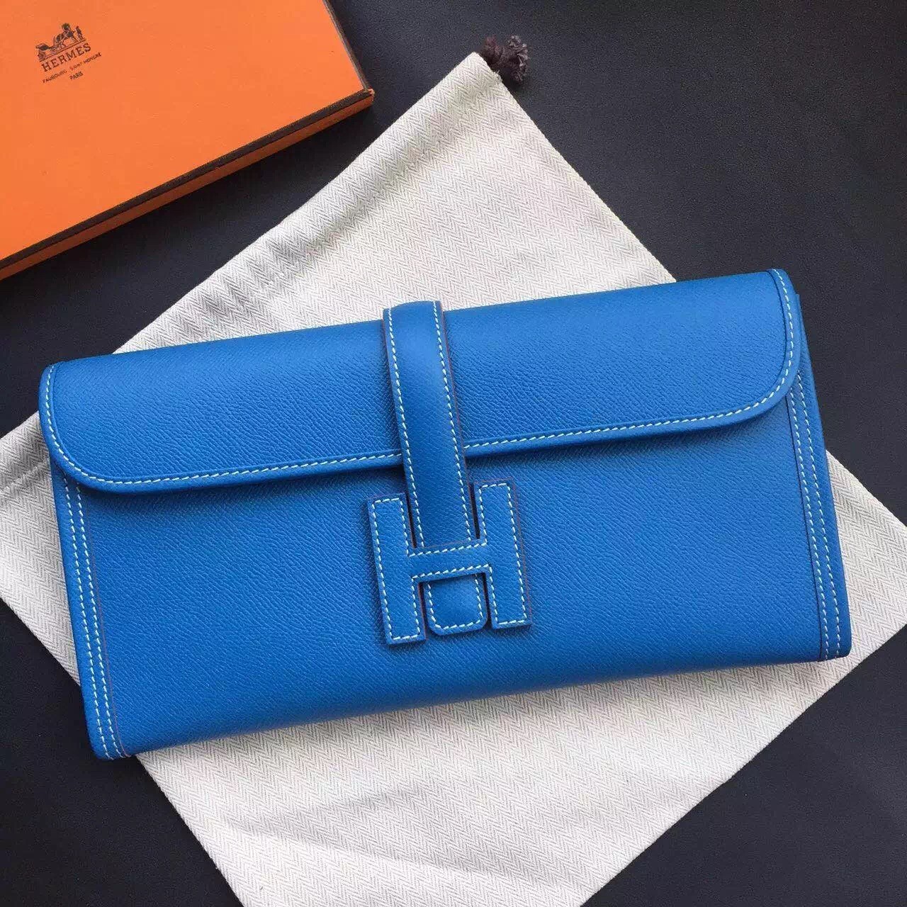 AAA Imitation Hermes Jige Elan 29 Clutch Bag In Blue Epsom Leather HT00832