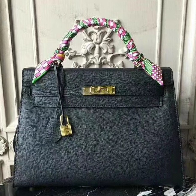 AAAAA Hermes Black Epsom Kelly 32cm Sellier Bag HT00684