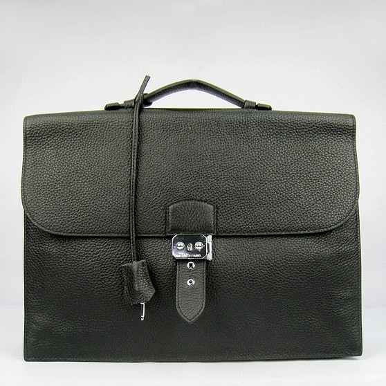 AAAAA Hermes Black Sac A Depeches 38cm Briefcase Bag HT00188