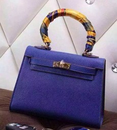 AAAAA Hermes Blue Picnic Kelly 28cm Wicker Bag HT00854