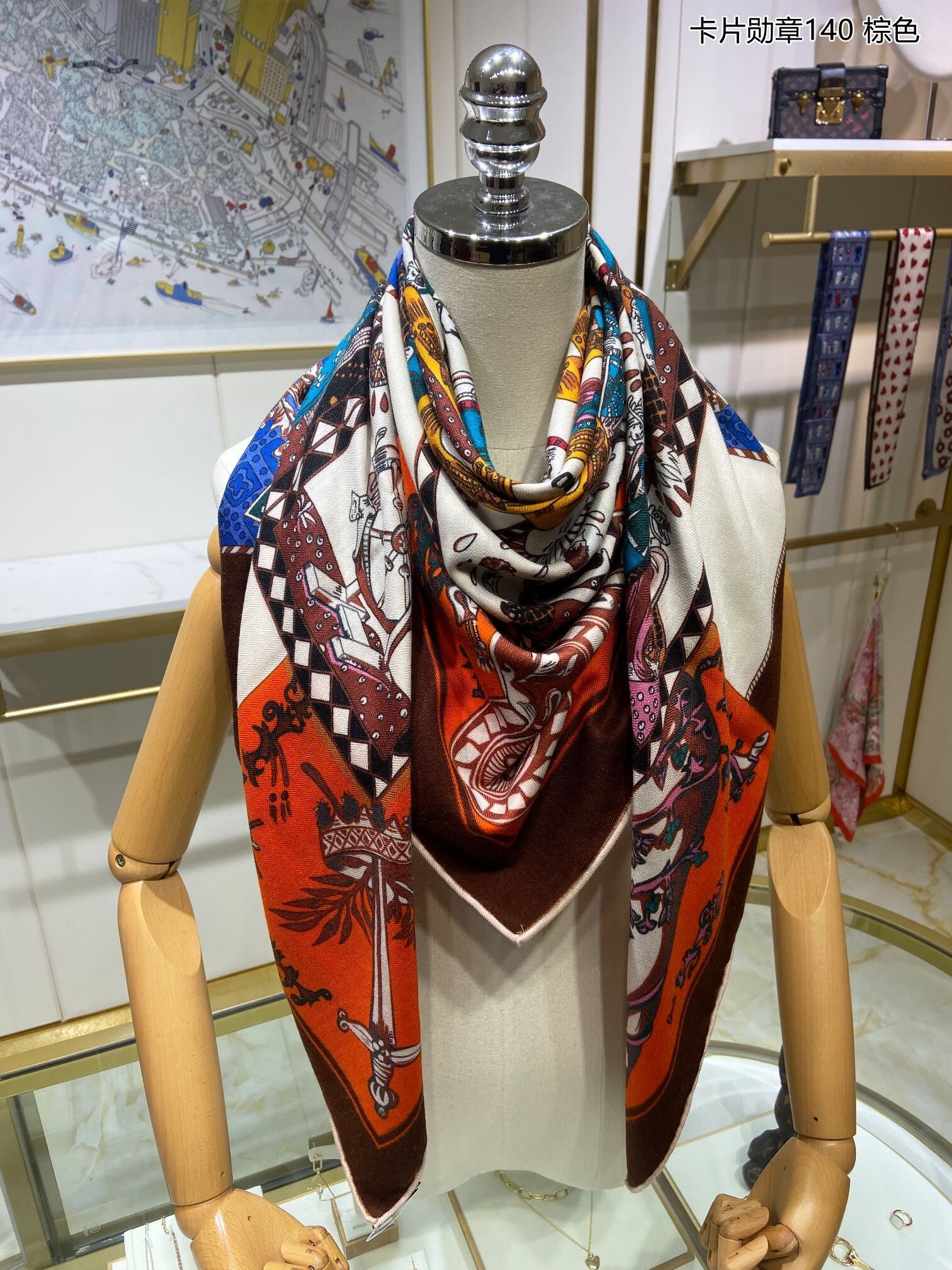 Copy 1:1 Hermes Piment Robe Du Soir Shawl 140CM HT00149