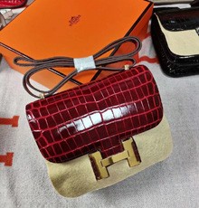 Customized Hermes Mini Constance 18cm Shiny Alligator Crocodile Original Leather Bag HT00529