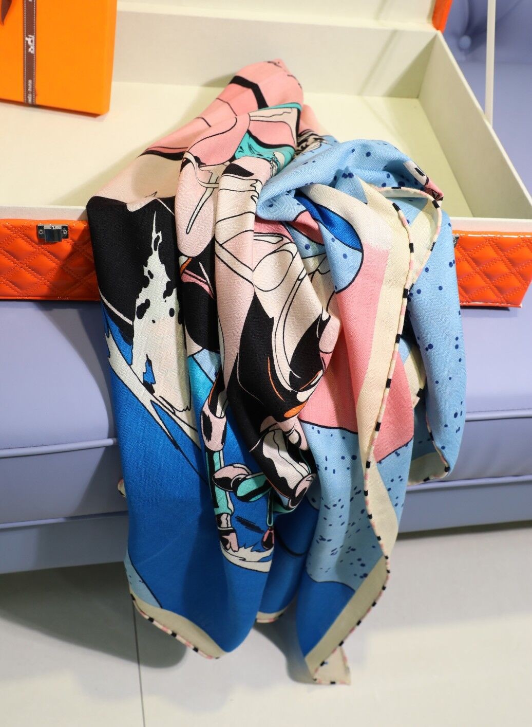 Hermes Aqua Della Cavalleria Favolosa Silk Twill Scarf HT01112