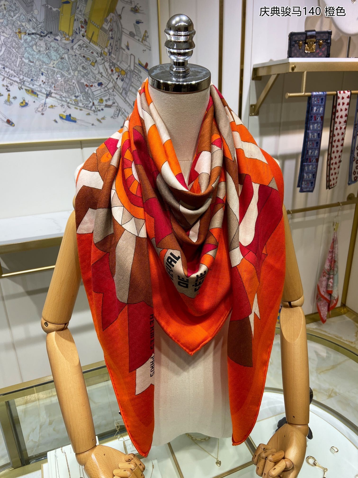 Hermes Beige Della Cavalleria Favolosa Silk Twill Scarf HT00677
