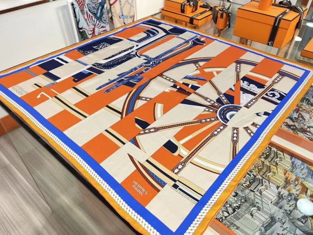 Hermes Blanc Etude pour une Parure de Gala Scarf HT01179
