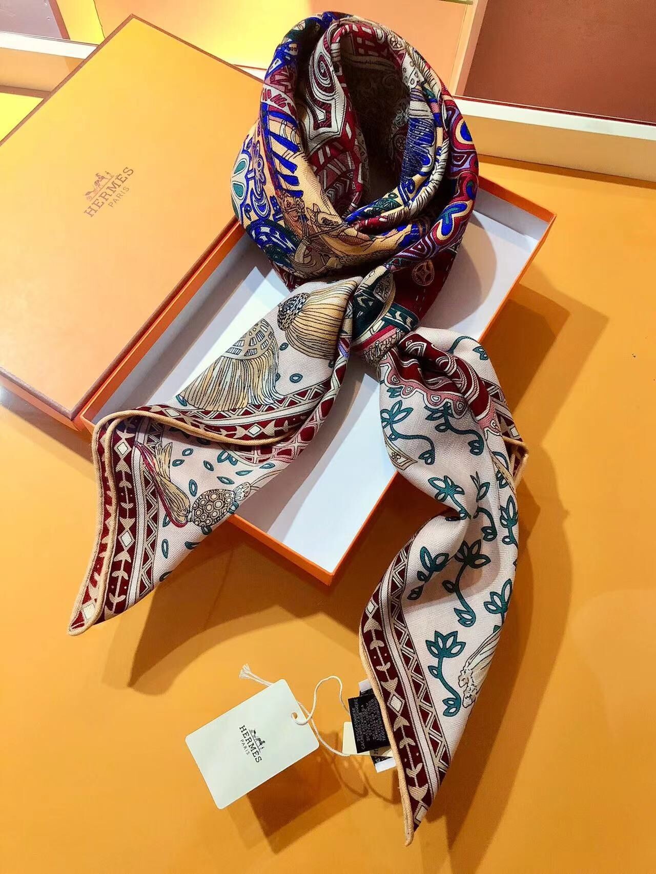 Hermes Casaque Stole In Navy And Blue Cashmere HT00672