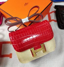 Hermes Mini Constance 18cm Shiny Alligator Crocodile Original Leather Bag HT20530