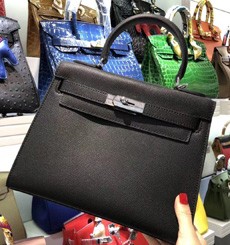 Hermes Multicolor Blocks Kelly 28cm Black Bag HT00319