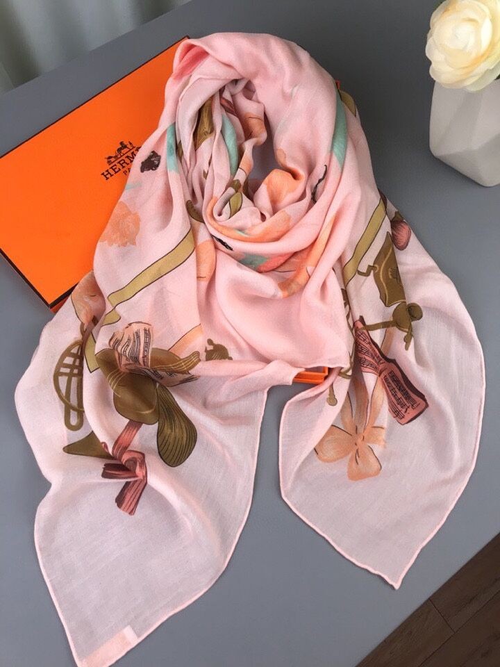 Hermes Red Peuple du Vent Bandana Shawl HT00771