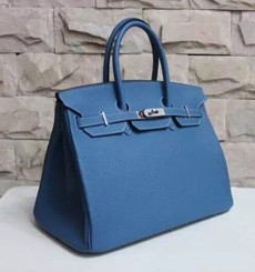Hermes Bule Clemence Birkin 35cm Handmade Bag HT01171