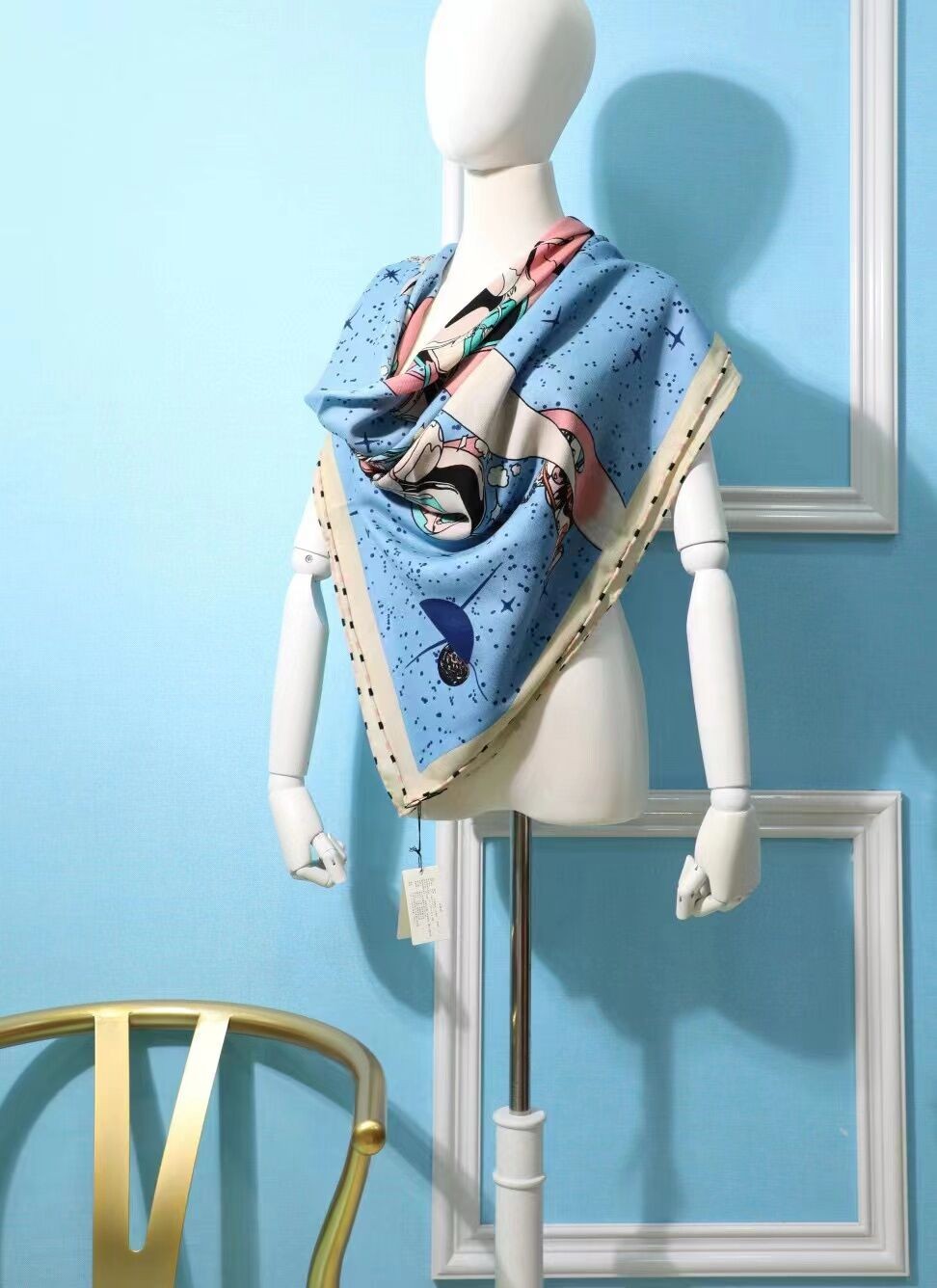 Hermes Green Jeu des Omnibus Remix Shawl 140 HT01080