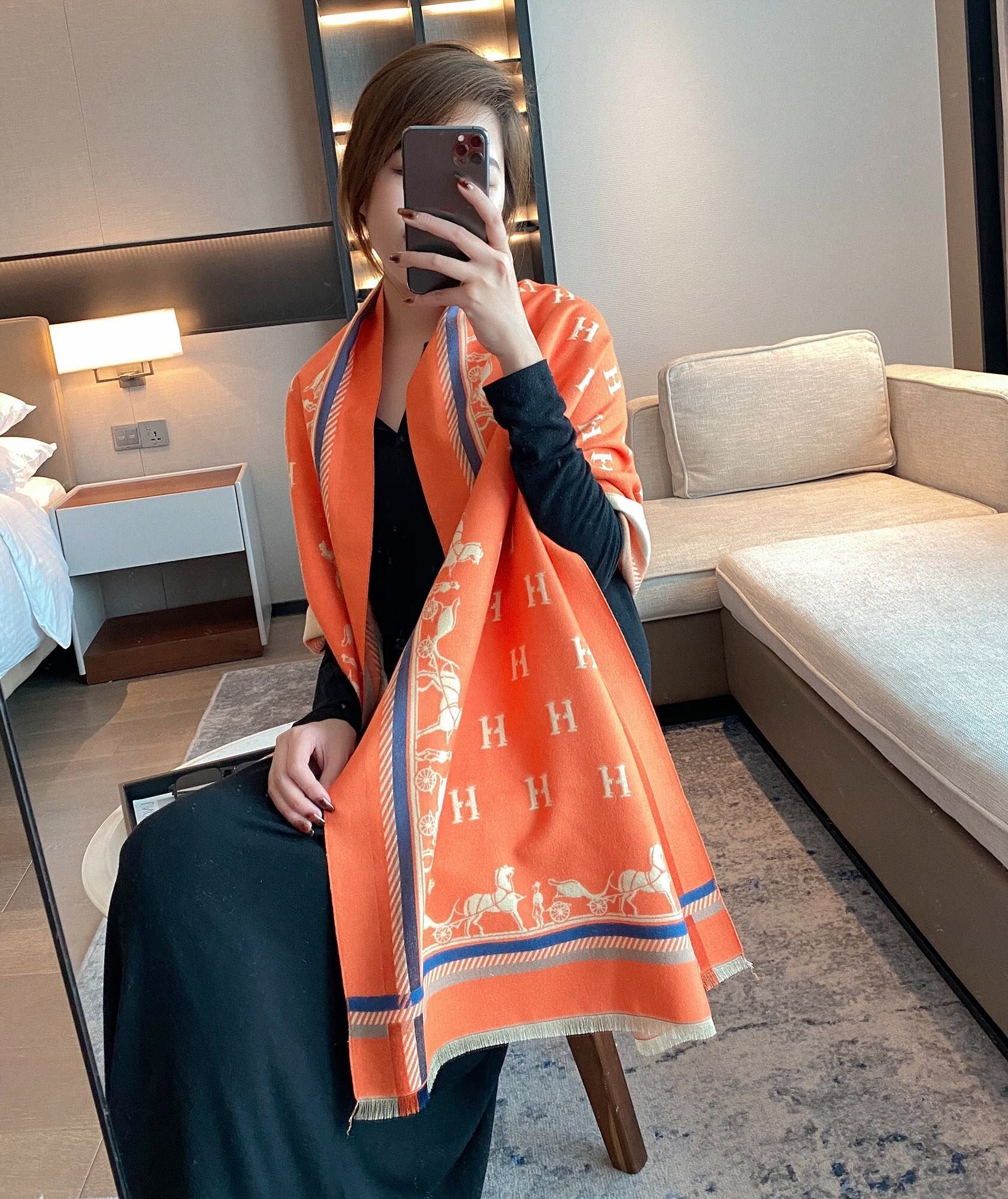 Imitation Hermes Blanc Sangles en Zigzag Silk Scarf HT00064