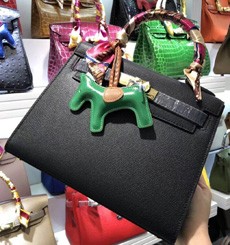 Replica Hermes Black Picnic Kelly Mini 20cm Wicker Bag HT00240