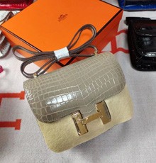 Replica Hermes Constance 24cm Grey Porosus Crocodile HT00665