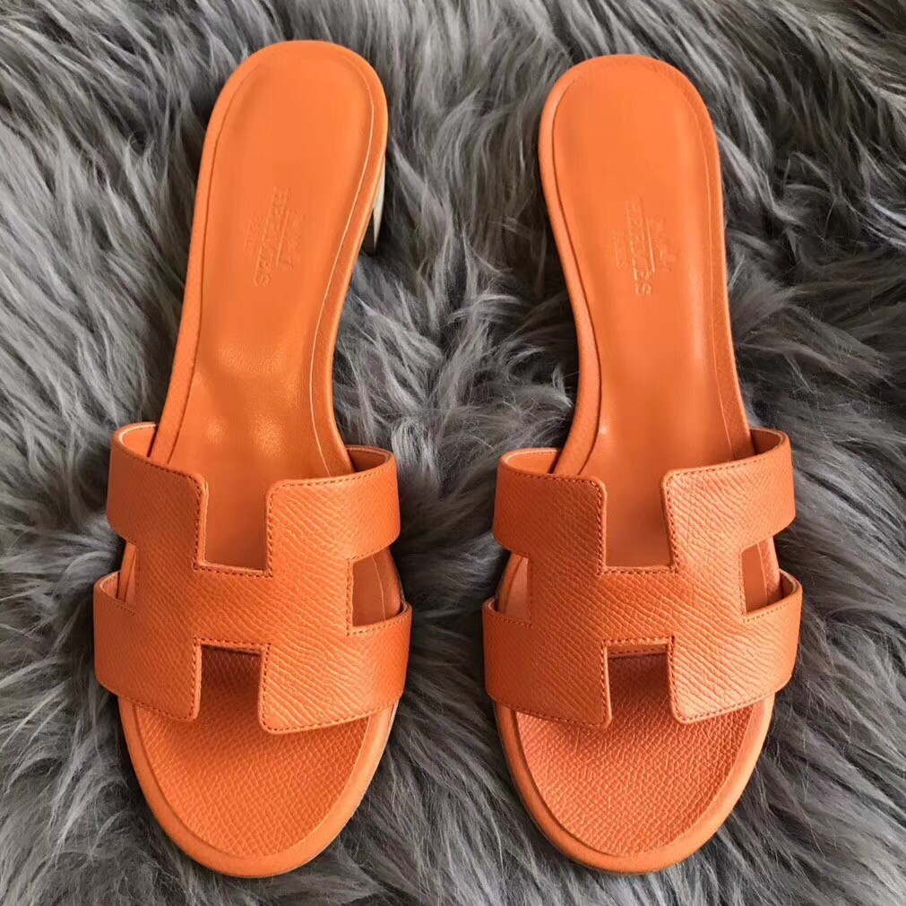 Replica Hermes Orange Epsom Oasis Sandals HT00534