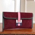AAA 1:1 Hermes Bordeaux Suede Jige Elan 29 Clutch Bag HT00392