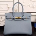 AAA Hermes Birkin 30cm 35cm Bag In Blue Lin Epsom Leather HT00983