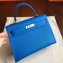 AAA Hermes Blue Epsom Kelly 32cm Sellier Handmade Bag HT00798