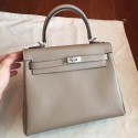 AAA Hermes Grey Swift Kelly 25cm Retourne Handmade Bag HT00585