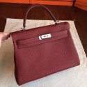 AAA Replica Hermes Bordeaux Clemence Kelly Retourne 32cm Handmade Bag HT01357