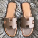 AAA Replica Hermes Oran Sandals In Taupe Swift Leather HT00163