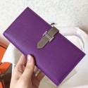 AAAAA Hermes Bi-Color Epsom Bearn Wallet Ultraviolet/Taupe HT01224