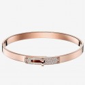 AAAAA Hermes Rose Gold Small Kelly Bracelet With Diamonds HT00586