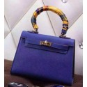 AAAAA Hermes Blue Picnic Kelly 28cm Wicker Bag HT00854