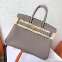 AAAAA Imitation Hermes Tourterelle Clemence Birkin 25cm Handmade Bag HT00345