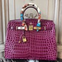 Copy Hermes Birkin 30cm 35cm Bag In Fuchsia Crocodile Leather HT00393