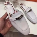 Copy Luxury Hermes Oz Mule In White Calfskin Leather HT01142