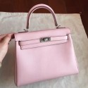Copy Luxury Hermes Rose Dragee Swift Kelly 25cm Retourne Handmade Bag HT00346