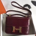 Fake Hermes Constance 24cm Bourgogne Porosus Crocodile HT00524