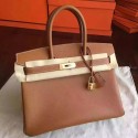 Fake Top Hermes Gold Epsom Birkin 30cm Handmade Bag HT00337
