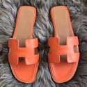 First-class Quality Hermes Oran Sandals In Orange Swift Leather HT00049