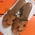 Hermes Brown Ostrich Oasis Sandals HT00045