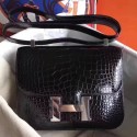 Hermes Constance 24cm Black Porosus Crocodile HT01338