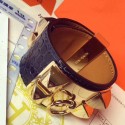 Hermes Dark Blue Alligator Collier de Chien Bracelet Size S HT00531