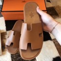 Hermes Izmir Sandals In Brown Epsom Leather HT00630