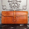 Hermes Jige Elan 29 Clutch In Orange Crocodile Leather HT01284