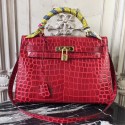 Hermes Kelly 32cm Bag In Dark Red Crocodile Leather HT00299