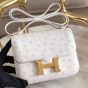 Imitation Hermes Mini Constance 18cm White Ostrich Leather HT00135