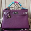 Knockoff Hermes Purple Clemence Kelly 32cm Retourne Bag HT00651