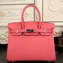 Replica Hermes Birkin 30cm 35cm Bag In Rose Lipstick Clemence Leather HT00446