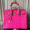 Replica Hermes Birkin 30cm 35cm Bag In Rose Red Crocodile Leather HT00638