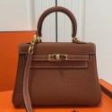 Replica Hermes Brown Clemence Kelly 20cm GHW Bag HT00458