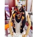 Replica Hermes Black Harnais De Cour Scarf 90 HT00500