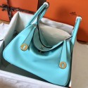 Top Hermes Blue Atoll Lindy 30cm Swift Handmade Bag HT01305
